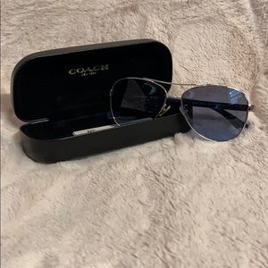 Coach Aviator Sunglasses Silver/Blue